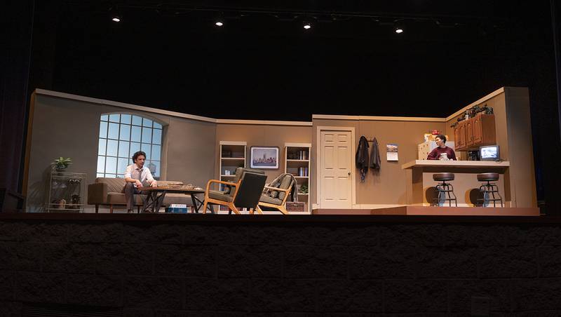 Sterling High School students Jonas White and Trinity Pankey act out their IHSA Contest Play, titled “The Mercy Seat,” for a public showing Wednesday, March 25, 2026. The actors took first in sectionals and will compete this weekend in the state competition. Only 12 plays make it to the state competition.