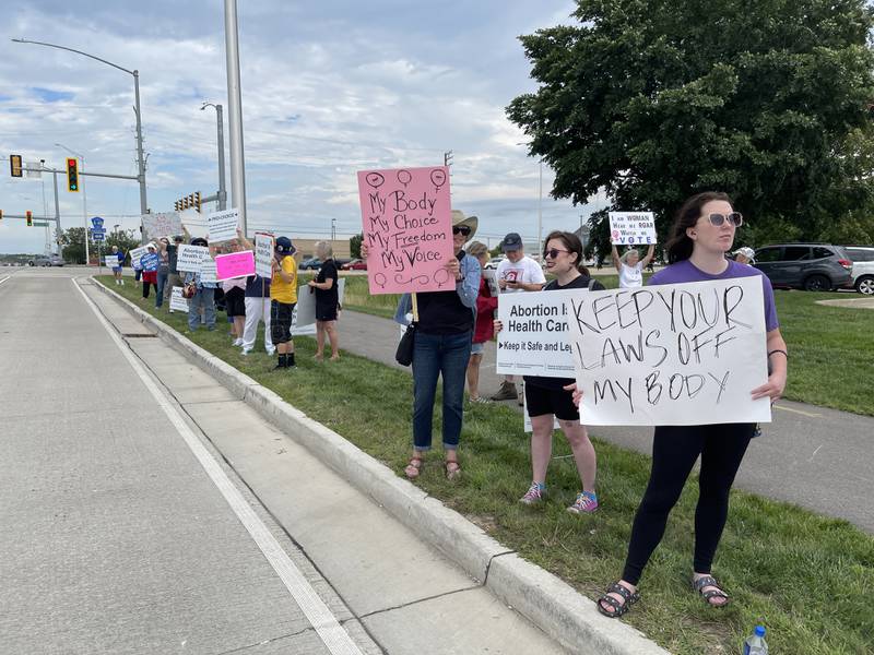 A pro-choice rally in Algonquin Saturday, Aug. 13, 2022, drew more than 50 people.