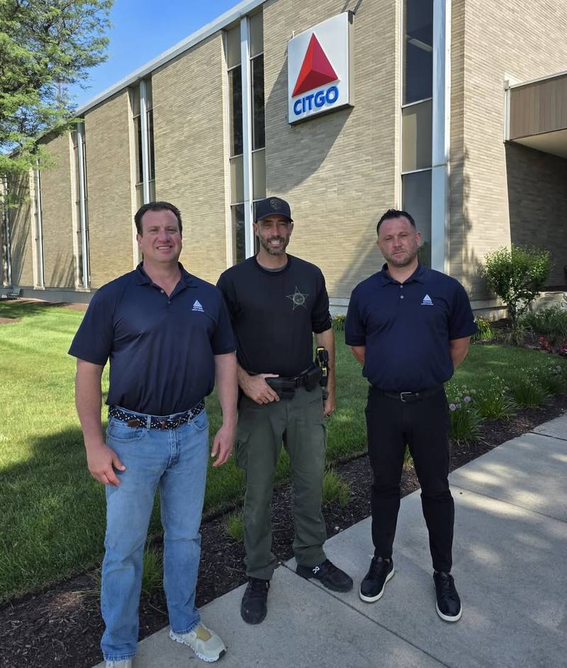 CITGO Lemont Refinery recently presented the Will County Sheriff's Office with a $4,000 donation. Pictured are (from left) Brian Smeltzer, security manager at CITGO, Will County Sheriff's Sgt. Jeff Pogose and Mike Jostes, community relations manager at CITGO.