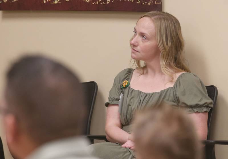Tasha Arteaga, Sexual Assault Nurse Examiner (SANE) coordinator and advanced practice registered nurse listens to speakers during a blessing event of the new OSF Resilient Healing care program that will represent hope, healing and a renewed commitment to the recovery of sexual assault survivors in the I‑80 Region on Friday, May 30, 2025 at OSF HealthCare Saint Paul Medical Center in Mendota. 
OSF Resilient Healing care is offered at two locations: Ottawa and Mendota. These strategically chosen sites ensure that survivors throughout the region can get the care they need in a supportive, safe and accessible setting.