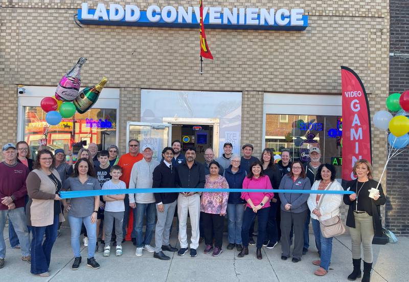 The village of Ladd celebrated the grand opening of a new convenience store, Ladd Convenience, owned by Jay and Geeta Patel.