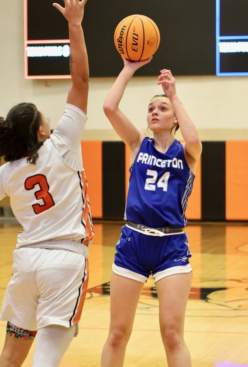 Princeton junior Keighley Davis scored her 1,000th career points Thursday in Kewanee. The Tigresses lost 57-39.