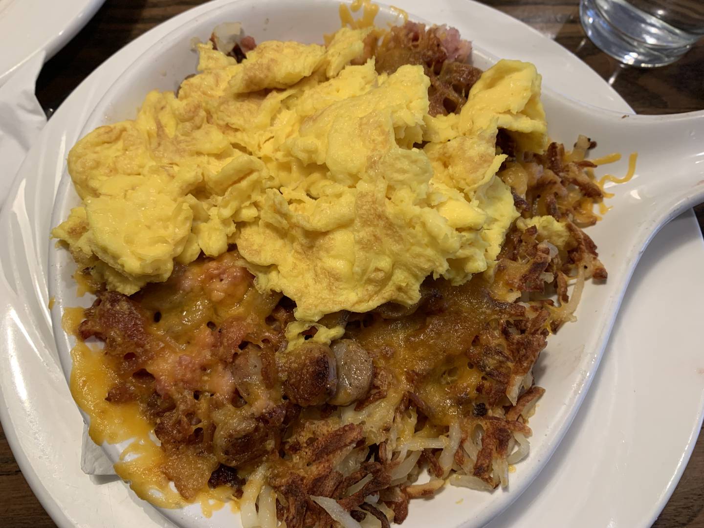 The meat lovers skillet at Eggville Cafe in Cary.