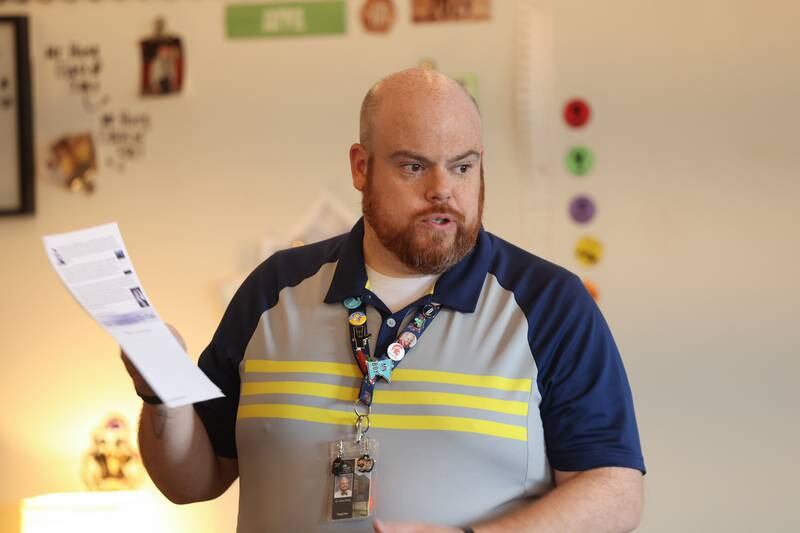 Chris Hueg teaches a class at St. Mary Immaculate Parish School on Monday, April 17, 2023 in Plainfield.