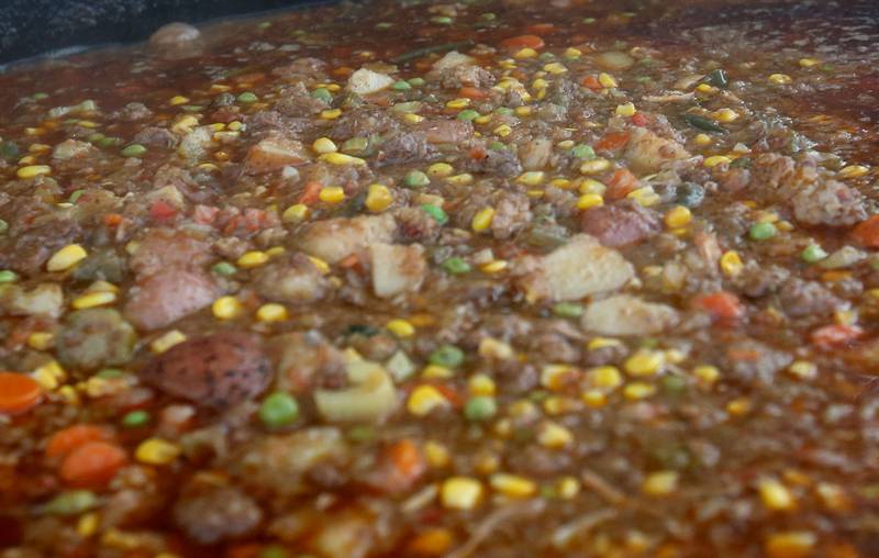 A close up view of the Burgoo stew during the 55th annual Burgoo Festival on Sunday, Oct. 12, 2025 in Utica.