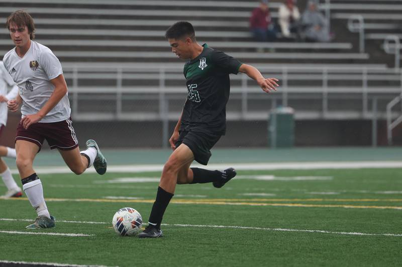 Plainfield Central’s Sebastian Chavez takes the scoring shot against Morris on Monday, Sept. 11, 2023 in Plainfield.