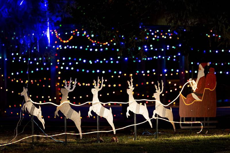 A lighted display is seen in Centennial Park on Sunday, Nov. 27, 2022. Visitors can drive through the park on weekends to see the displays. On Dec. 9, no cars will be allowed, but horse-drawn carriage rides will be available.