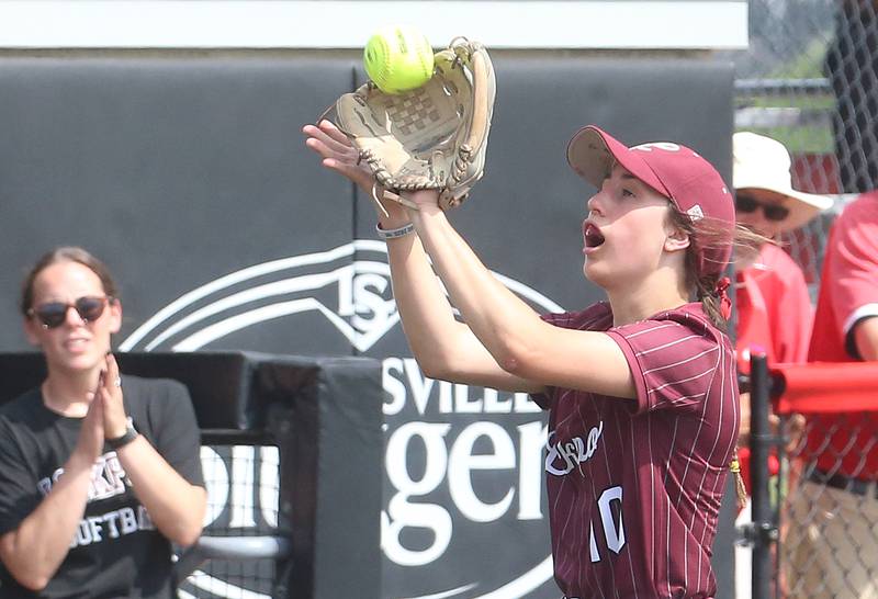 Lockport's Addison Way makes a catch at third base to force an out during the Class 4A third-place game on Saturday, June 14, 2025 at the Louisville Slugger Sports Complex in Peoria.
