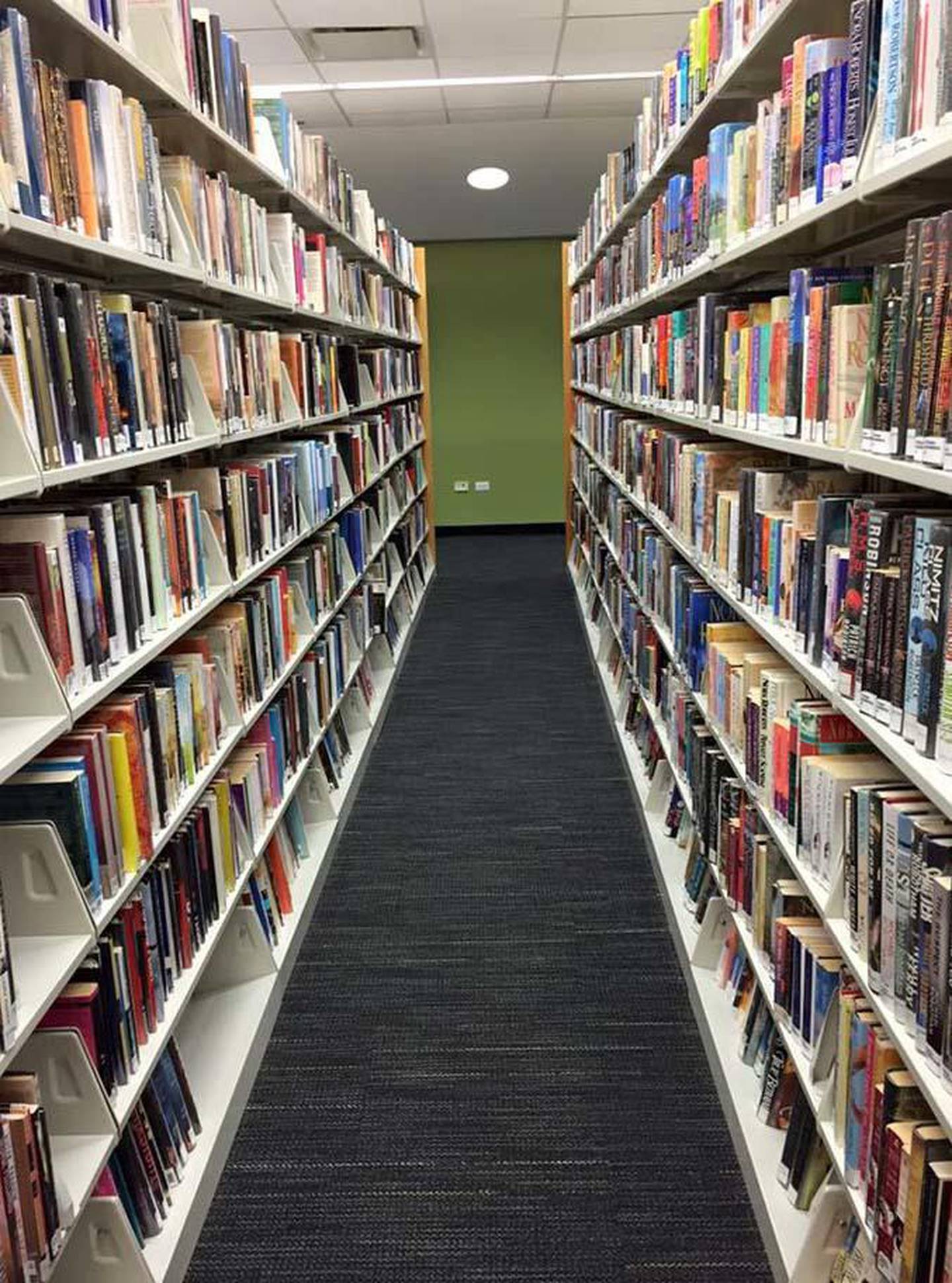 The Downers Grove Public Library has installed new lights to eliminate the shadows in the book stacks.