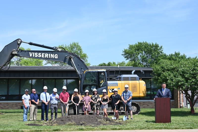 Superintendent Brian DeBernardi  speaks during the groundbreaking ceremony for the first phase of the expansion of Northwest Elementary School in La Salle was held on Friday afternoon.