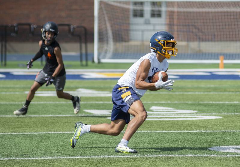 Sterling and Kewanee work against one another Thursday, July 21, 2022 in 7 on 7 football drills at Sterling High School.