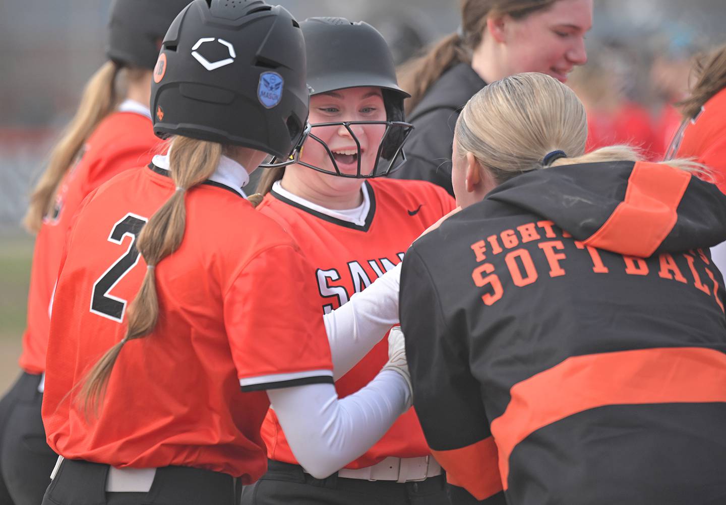 St. Charles East’s Lexi Majkszak celebrates her home run against Lincoln-Way Central in a softball game in St. Charles on Tuesday, Mar. 24, 2026.