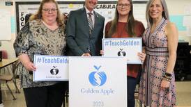Joliet Public School Districts 86 teacher receives Golden Apple award in surprise celebration Wednesday