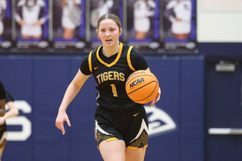 Joliet West’s Maya Zanzola works the ball up court against Plainfield South on Thursday, Jan 22, 2026 in Plainfield.