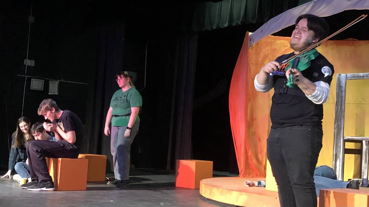 Sandwich High School students rehearse for their spring musical, James and the Giant Peach, Friday March 16, 2023.