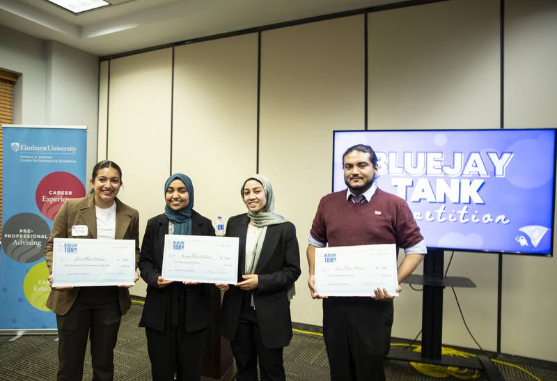Bluejay Tank winners (from left) Venezia Munoz, Aaliya Khaja, Miftha Syed and Muhammad Rafiul “Rafi” Islam Zareef.