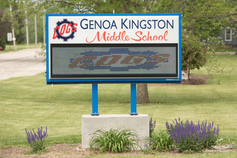Genoa Kingston Middle School sign in Genoa, IL
