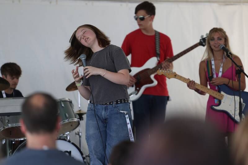 School of Rock, out of Plainfield, performs at Comicolopis, Lockport’s 7th annual Comic and Fandom Con on Saturday, July 29.