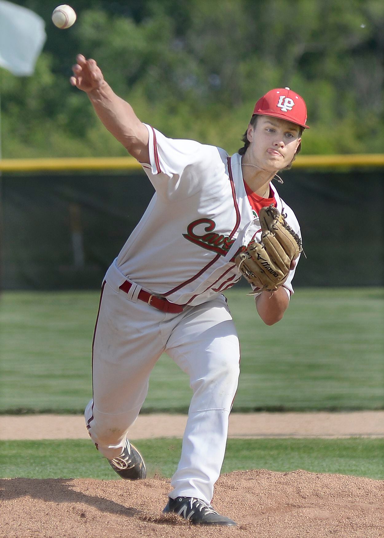 La Salle-Peru starting pitcher Brendan Boudreau fires a pitch against Kankakee  on Monday, May 22, 2023 in Oglesby.
