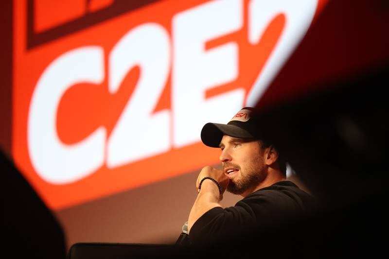 Actor Chris Evans, best known for his role as Captain America, sits down for a Q&A at C2E2 Chicago Comic & Entertainment Expo on Sunday, April 2, 2023 at McCormick Place in Chicago.