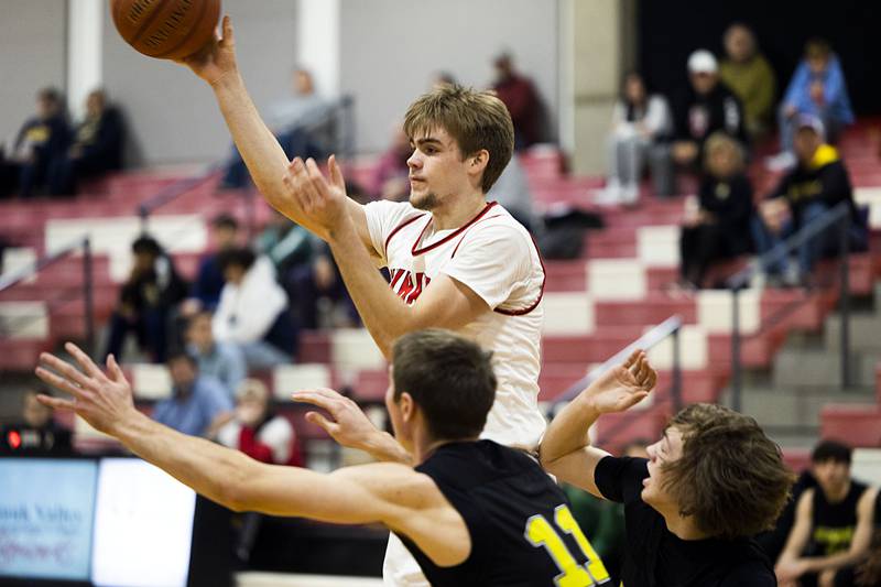 SVCC’s Jake Gaither makes a pass against Kishwaukee Thursday, Jan. 12, 2023