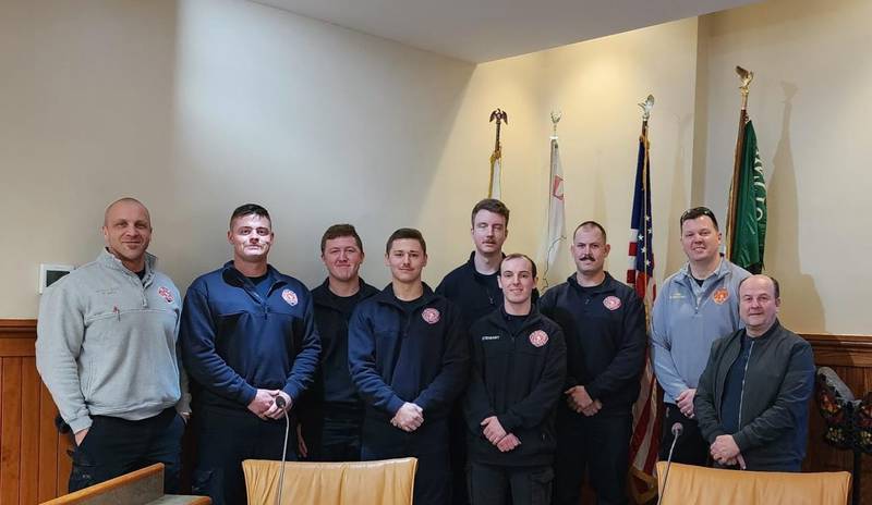 The Ottawa Fire Department recently hired six new firefighters who were sworn-in Tuesday, Feb. 20, 2024. The new firefighters are Maxwell Biesack, Joe Ellena, James McGuire, Conner Sherwood, Reid Smith and Kevin Stewart.