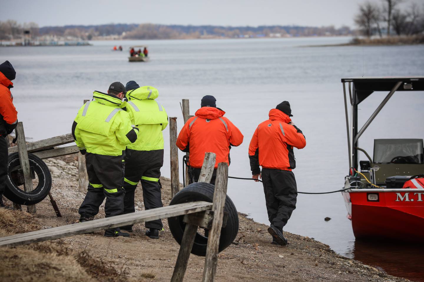 More than a dozen departments made up of fire, police and county officials conducted a search for two missing men near Pistakee Lake Sunday, March 6, 2022.