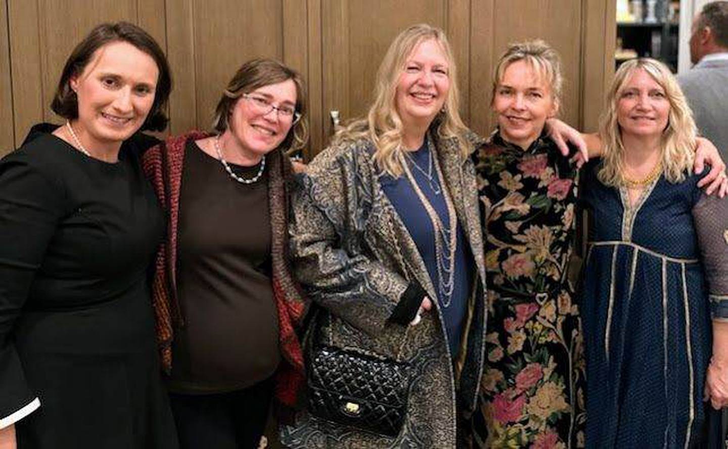Photo of the members of The Camerata Chicago Ladies Guild (based in Wheaton) - Left to right Tammy Van Cleave, Anna Brazier, Alisa Maloney, Ariane Hall and Holly Moses.  Photo Mike Van Cleave