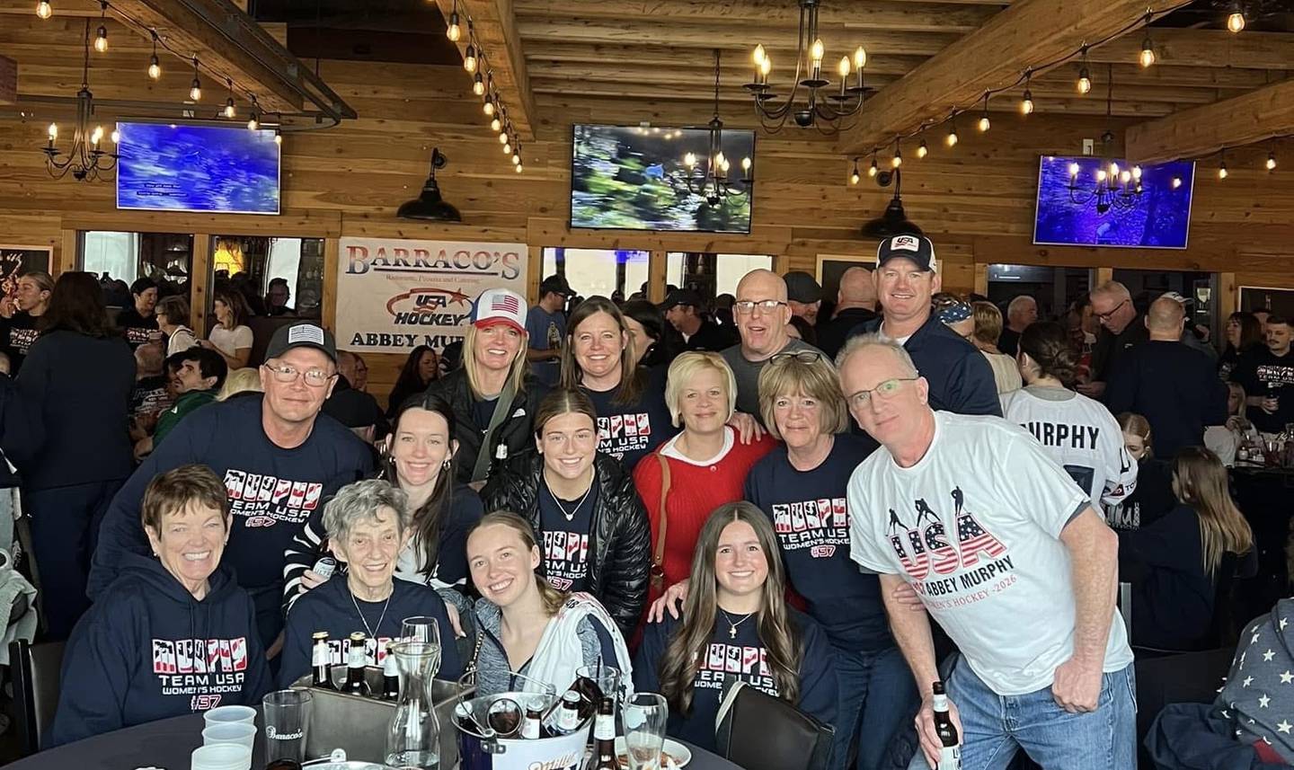 The Murphy and Hecht families had a watch party for Abbey Murphy and the USA Olympic Women's hockey team in her hometown Evergreen Park, Ill. She is the daughter of Eileen Hecht's cousin, Ed Murphy.