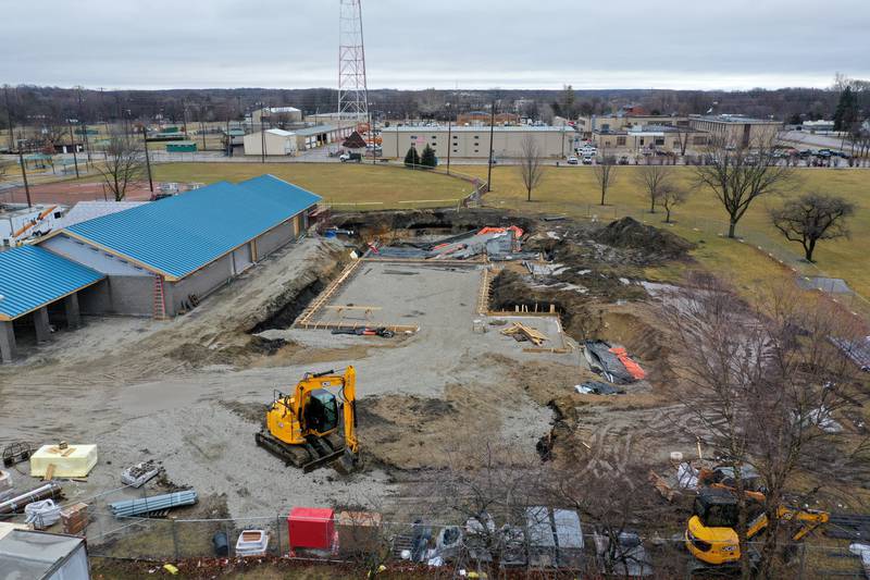 Kmetz Construction builds a new swimming pool at the Riordan Pool site on Thursday, Feb. 9, 2023 in Ottawa. The project is expected to cost 4.5 million.