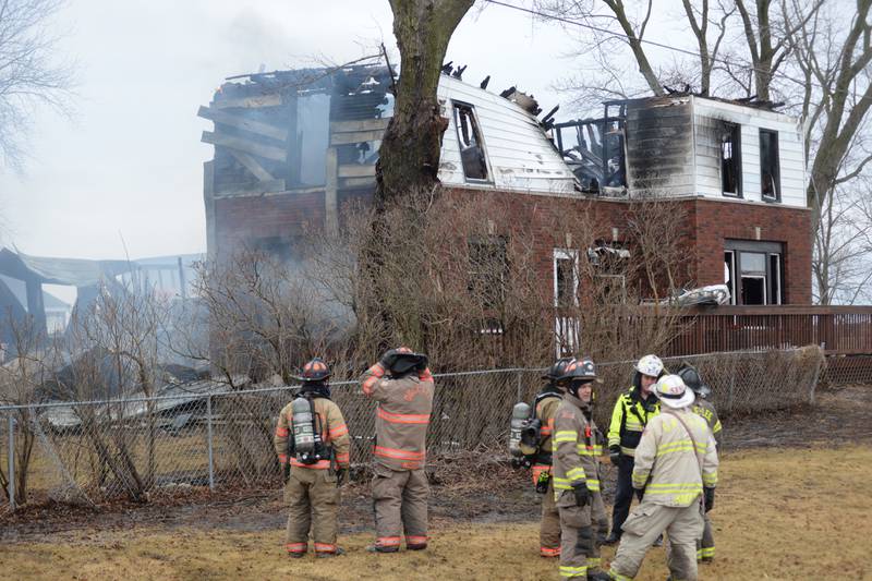 Several fire departments responded to a house fire at 8423 East Illinois route 38 on the afternoon of Wednesday, March 5, 2025. A portion of the state highway, between Chana Road and Brooklyn Road, was closed to allow crews to bring in tankers to help extinguish the blaze.