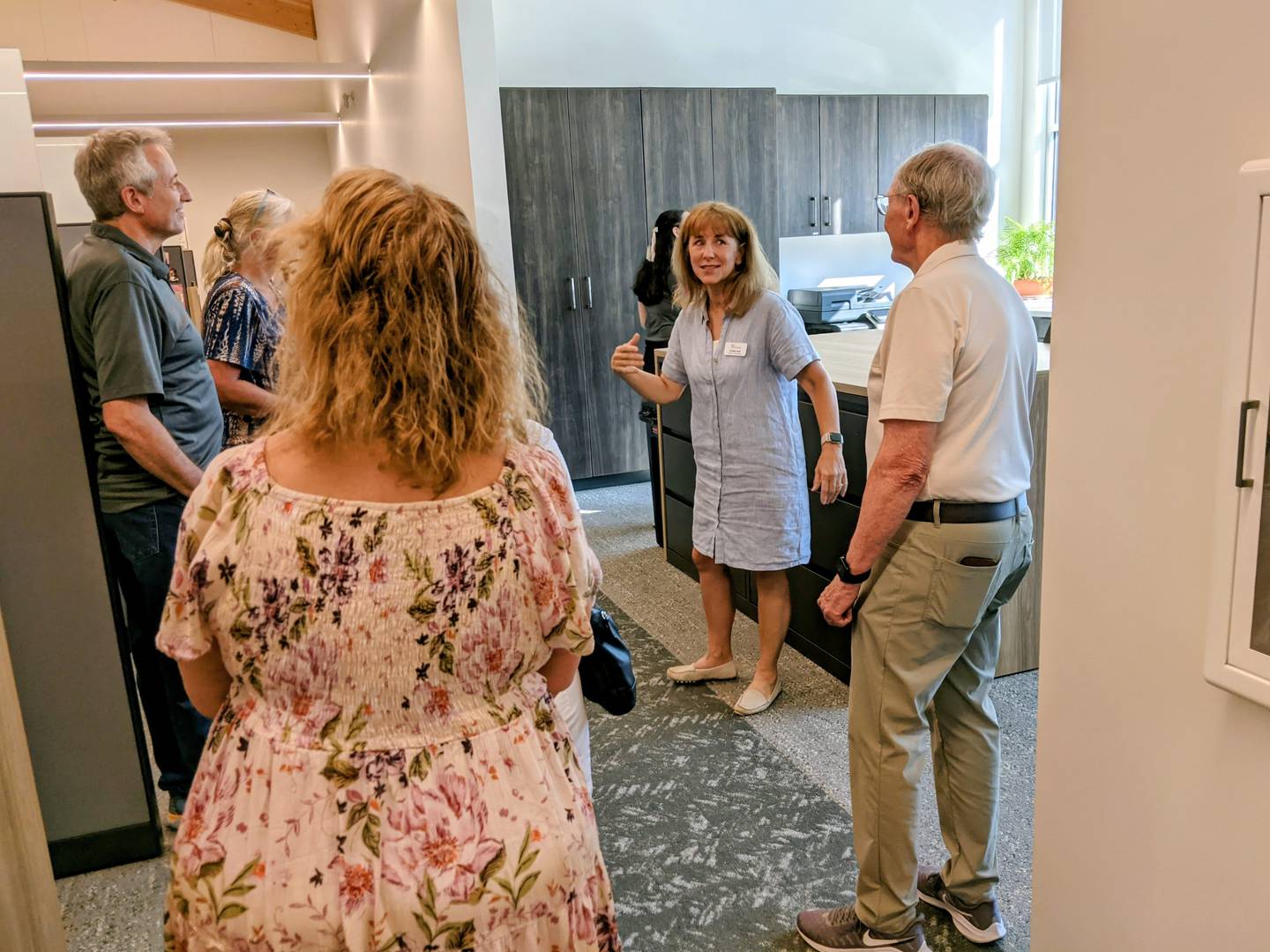 Kristie Vest, Director of Recreation for the Oswegoland Park District, gives a tour of The Grove Administration & Operations Center following a ribbon-cutting ceremony on July 28.