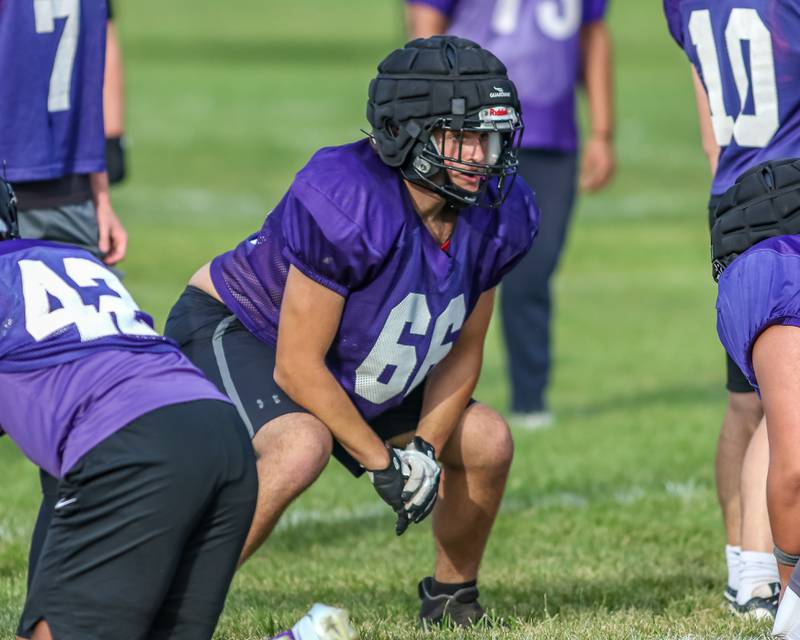 Rider Larson (66) subs in a center during Plano High School football practice. Aug 20 2024.