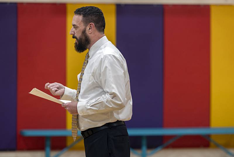 Dixon YMCA CEO Andrew McFarlane address a group Thursday, April 6, 2023 to announce the planned building of a 60,000 foot child care facility at the Gateway Project grounds in Dixon.