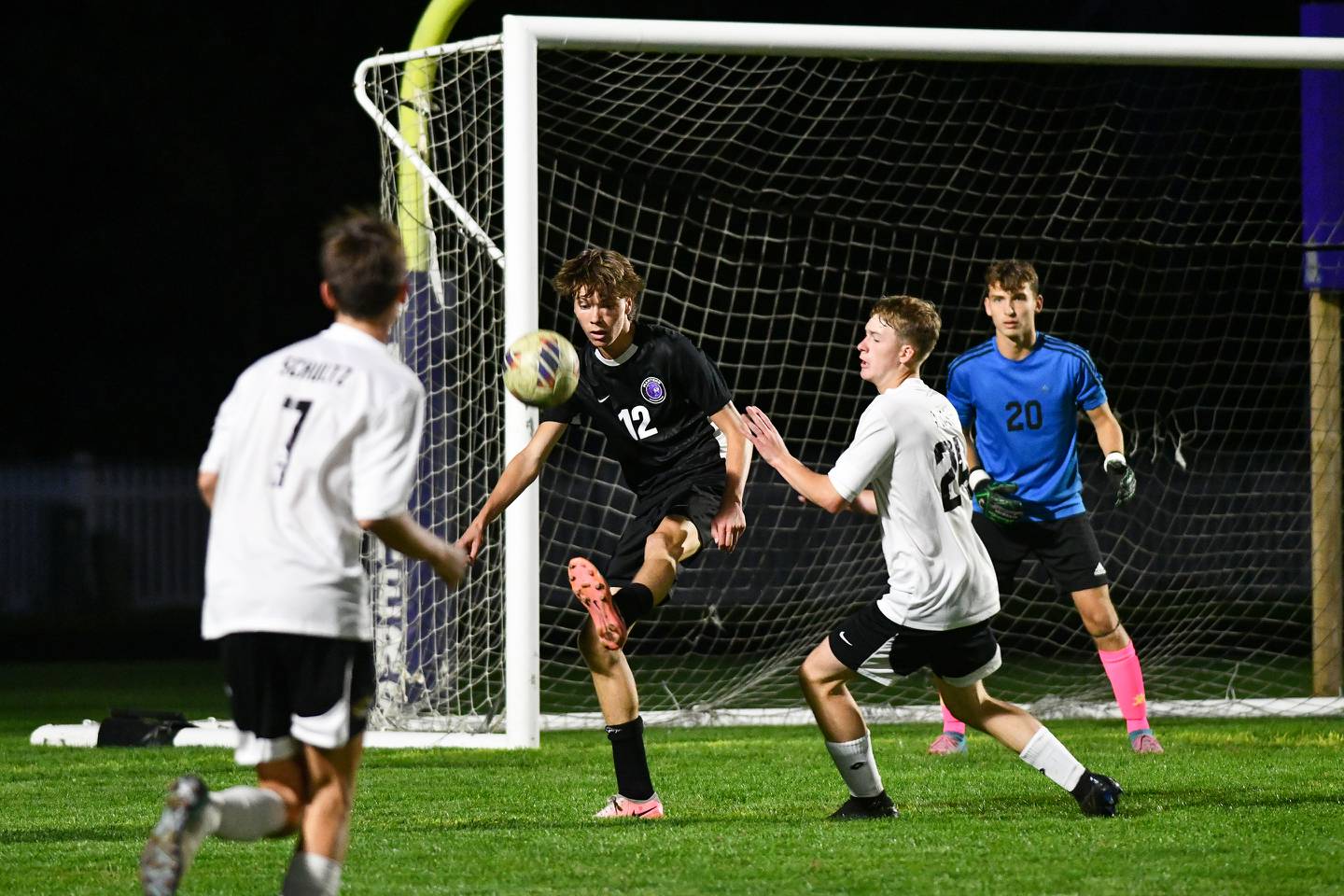 Manteno's Eric Eldridge settles the ball near the goal on during the Panthers' 4-2 loss to Herscher on Oct. 1, 2024.