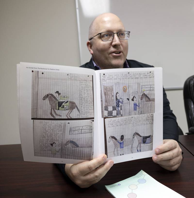 Madison principal Joey Sagel talks about one of his favorite works Tuesday, Oct. 21, 2025.