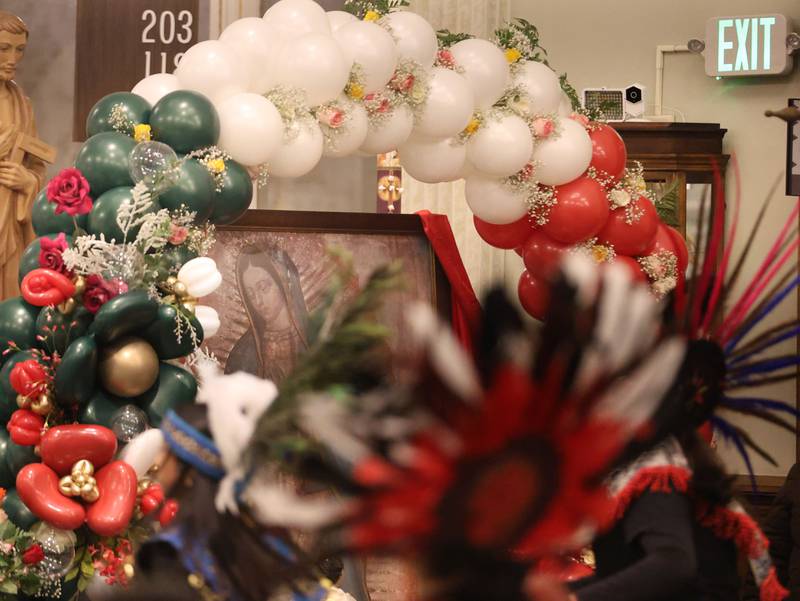 A view of the Lady of Guadalupe shrine during the Lady of Guadalupe vigil Chichimeca dance on Thursday, Dec. 12, 2025 in La Salle.