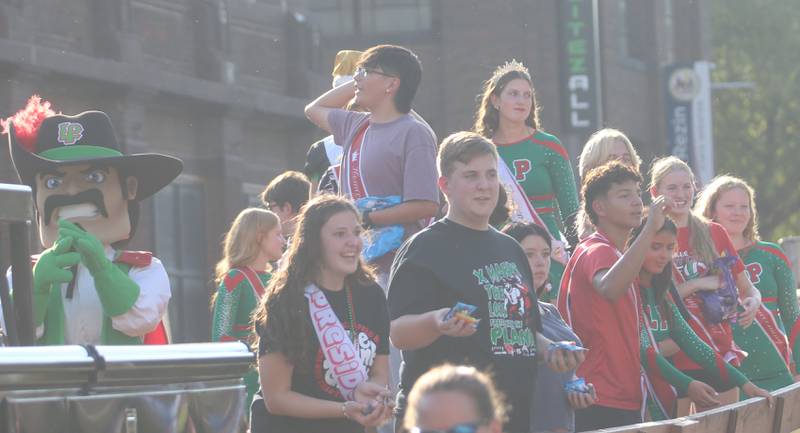 The L-P royalty float rides along U.S. 6 during the L-P homecoming parade on Thursday, Oct. 2, 2025 downtown Peru.