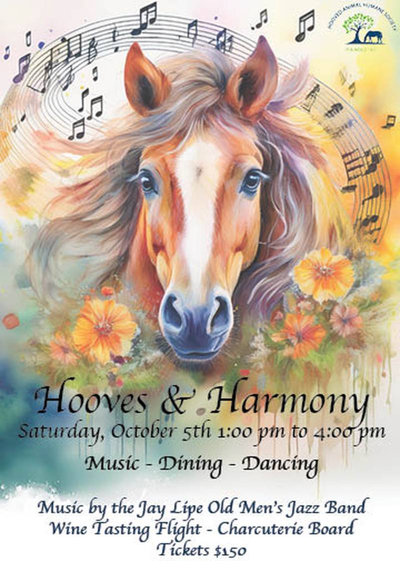 The Hooved Animal Humane Society will host a fundraising event from 1 to 4 p.m. Saturday, Oct. 5, 2024, at its facility at 10804 McConnell Road in Woodstock.