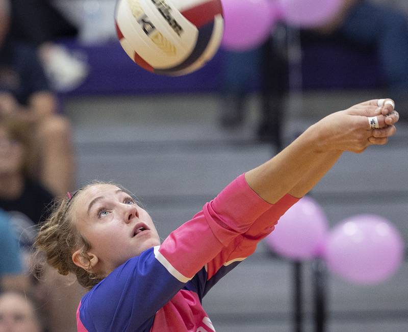 Dixon’s Leah Carlson makes a play against Newman Thursday, Oct. 2, 2025.