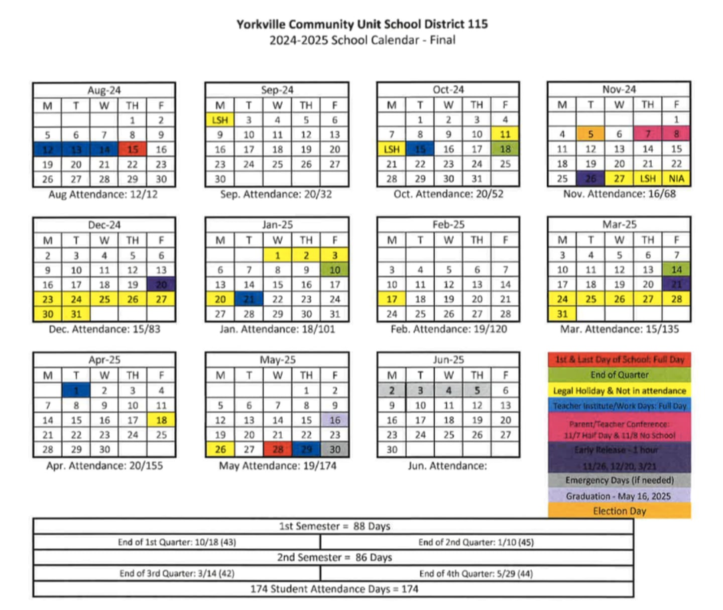 Yorkville School District 115 board members approved the calendar for their 2024-25 school year at a meeting on Nov. 27, 2023.