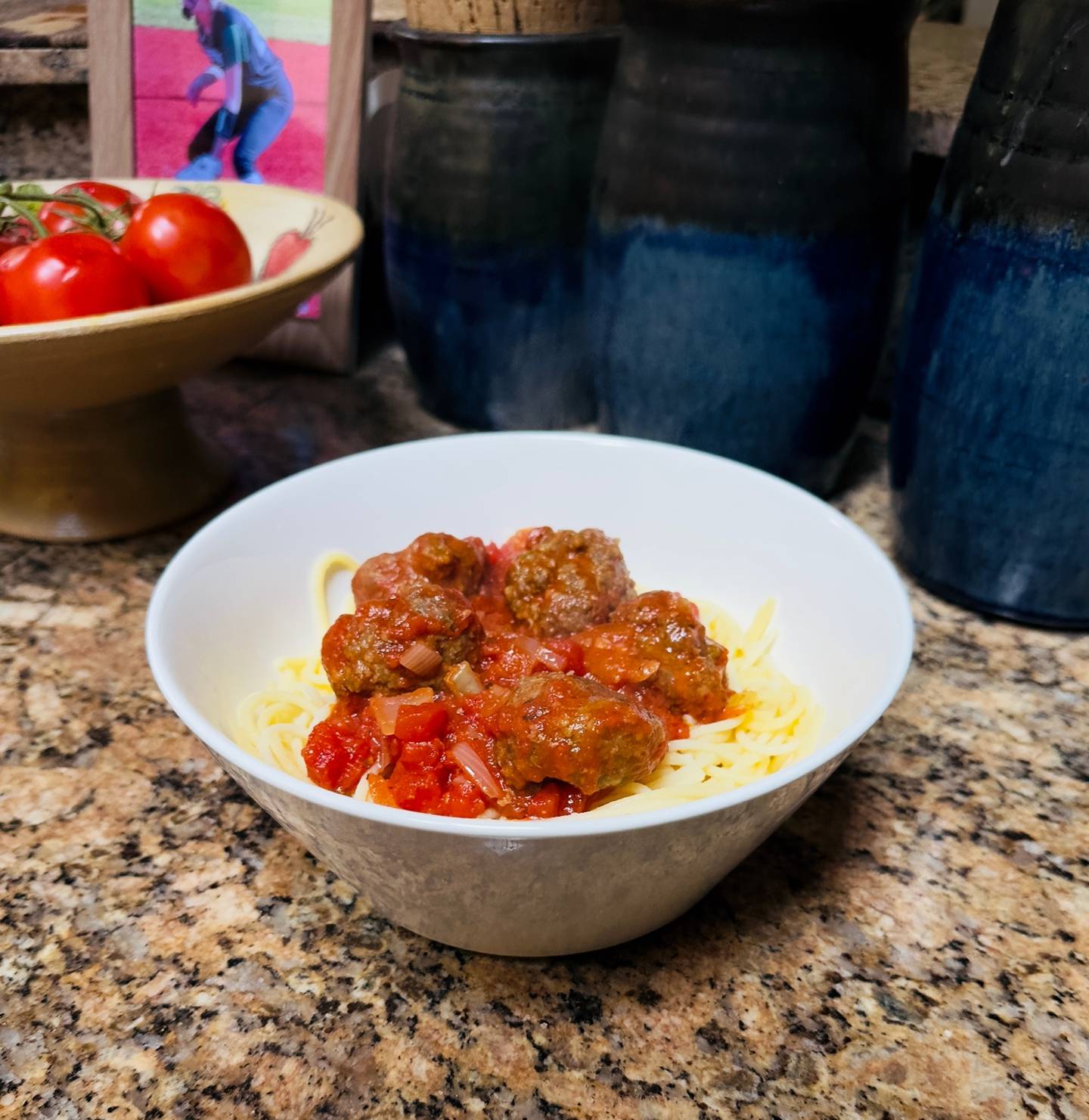 The dashing Italian guy’s mother’s spaghetti and meatballs.