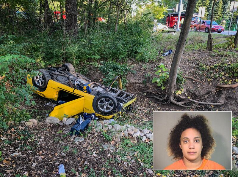 Miranda A. Johnson, inset, was charged with driving under the influence of cocaine in connection with the Wednesday, Sept. 29, 2021, crash at West Coral Road and Route 23 that led to the deaths of two people.