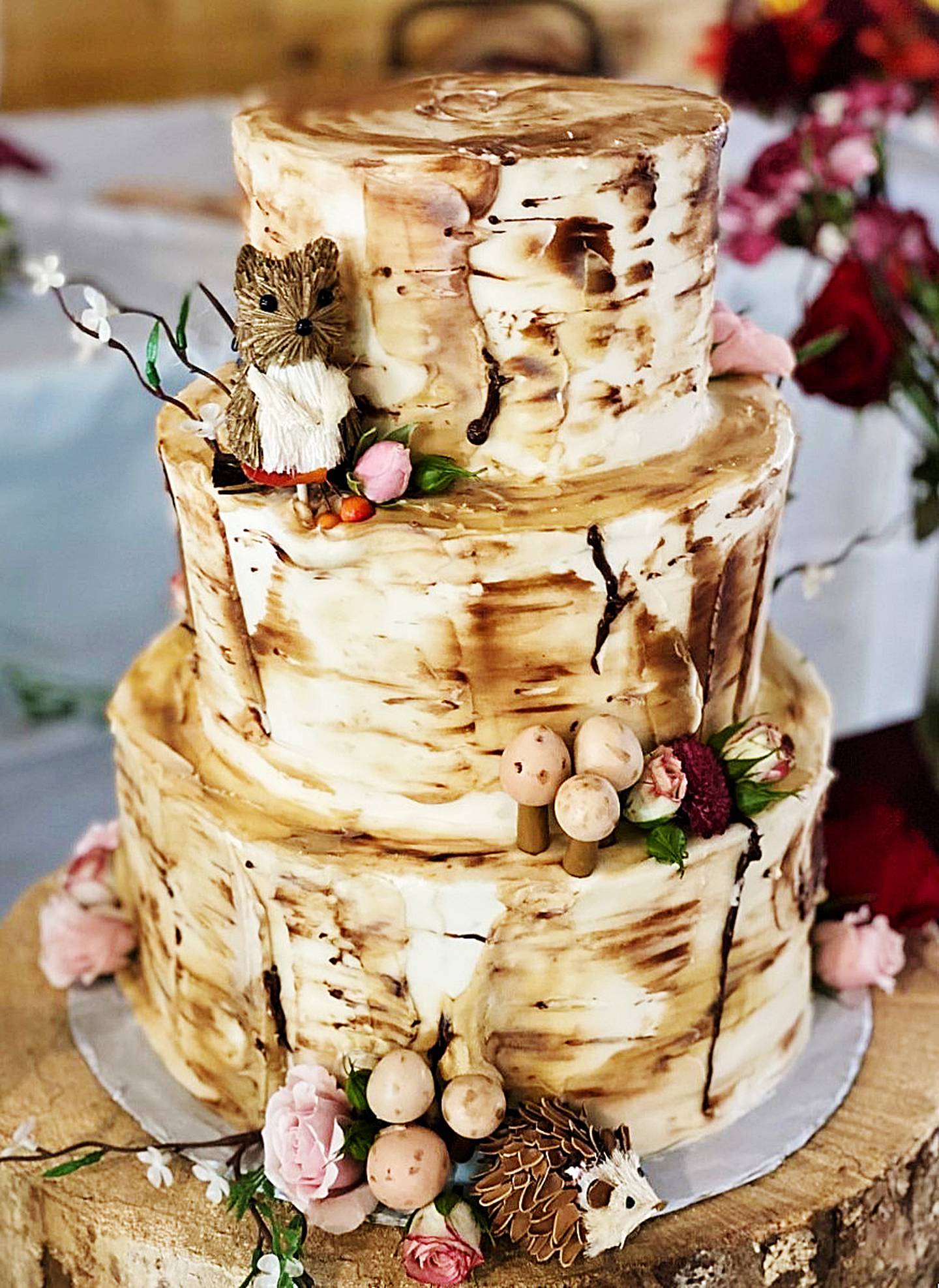 Ideas come simple and creative, such as this wedding cake with a birch tree look, and it's a welcomed challenge for Baker Street owner Margie Wildman.