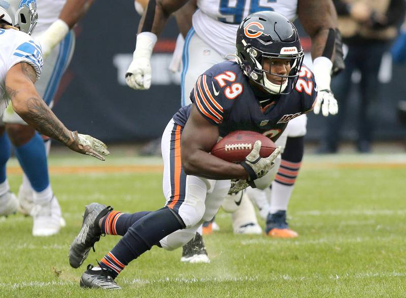 Bears running back Tarik Cohen carries the ball during a game at Soldier Field in 2019. The Bears signed Cohen to a three-year contract extension on Sunday.