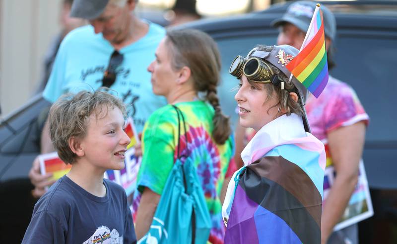 People of all ages were out to celebrate Thursday, June 23, 2022, during a Pride event in downtown DeKalb. The function included a short parade through downtown and a showing of the movie “Tangerine,” with a panel discussion afterwards at the Egyptian Theatre.