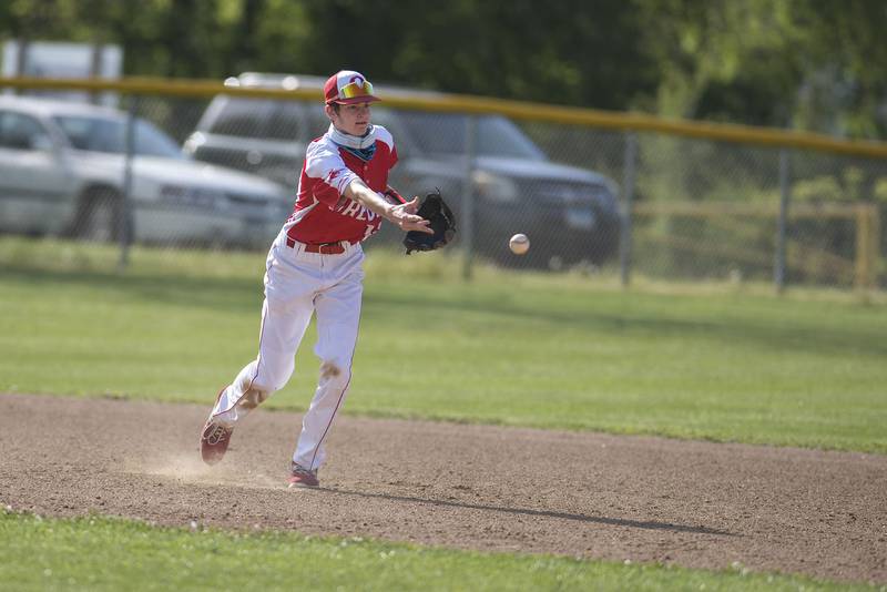 Oregon’s Miley Smith shovels the ball to second base for an out against Dixon.