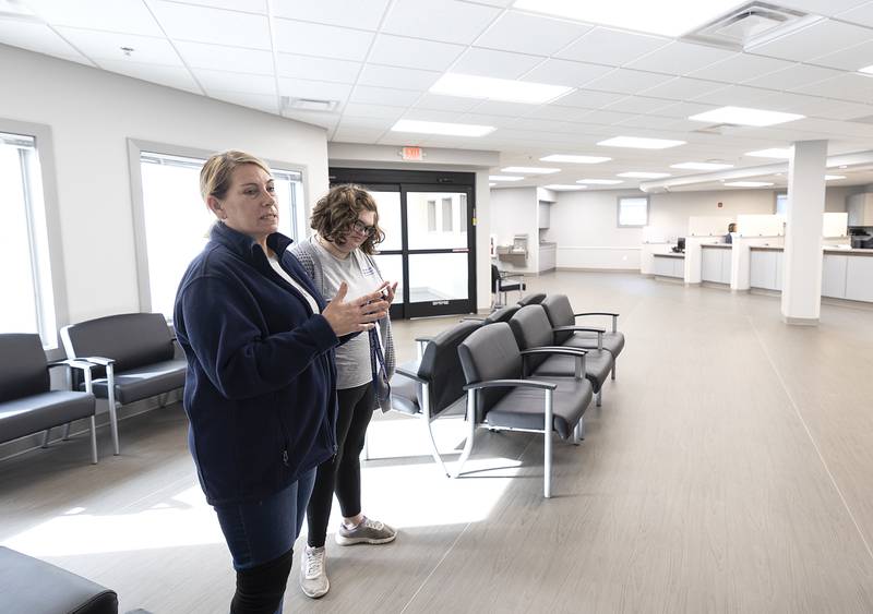 Whiteside County Health Department CEO Cheryl Lee introduces the department’s new unified clinic waiting area Saturday, Nov. 2, 2024, during an open house at the facility.