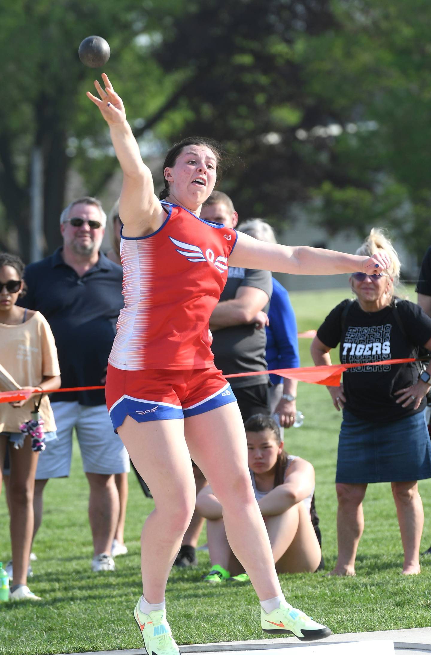 Oregon's Jenae Bothe throws the shot at the 1A Winnebago Sectional on Friday, May 13. She won the event and qualified for the state meet in Charleston.