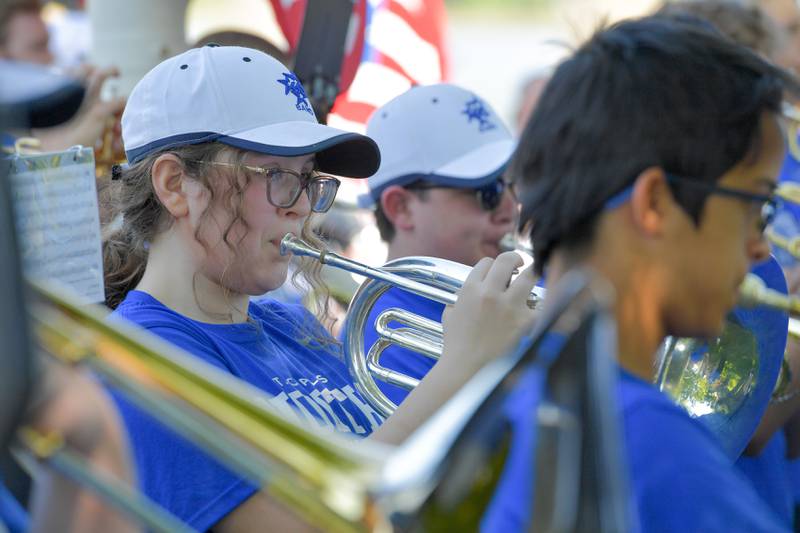 Holly Stone performs with the St. Charles North Marching Band during the St. Charles Memorial Day Ceremony on Monday, May 29, 2023.